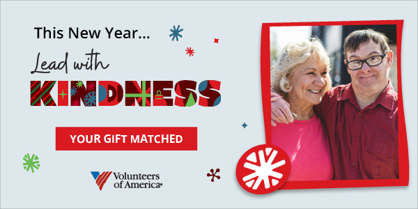 Man with disabilities hugs mom as both smile.