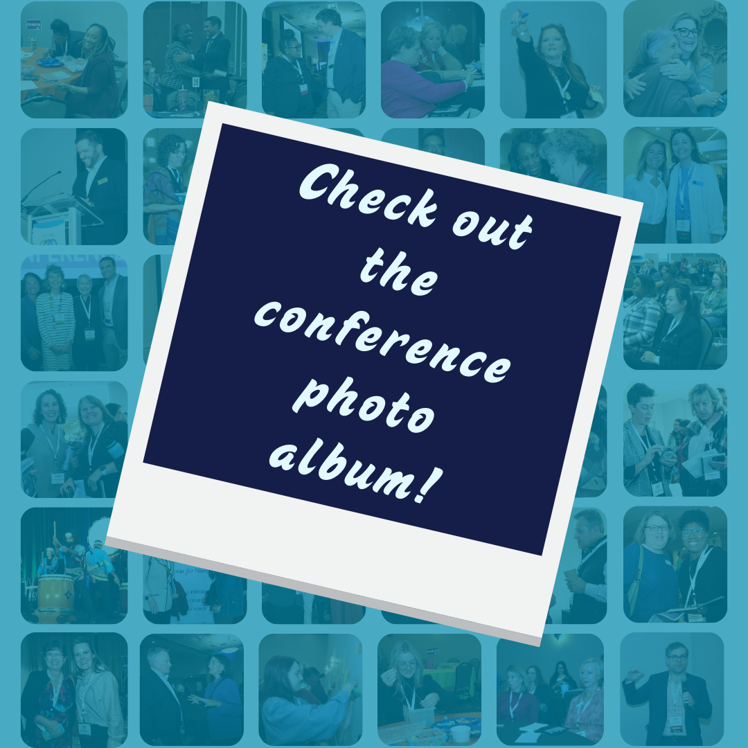 Collage of photos from the 2025 Conference for NC's Nonprofits overlaid by polaroid pic with text 'Check out the conference photo album!'