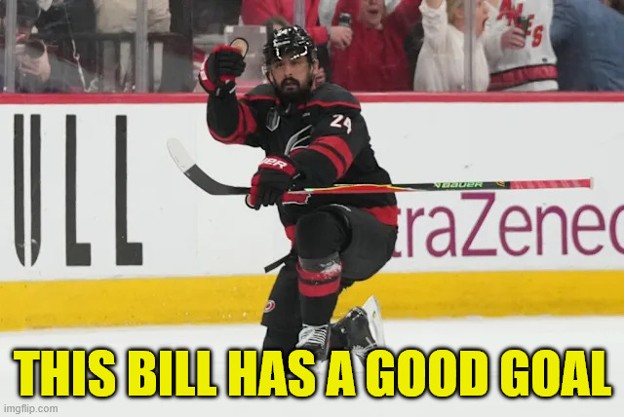 Carolina Hurricanes NHL hockey player Seth Jarvis, kneeling down on one knee on the ice with his stick across one knee and his fist raised in cheer.