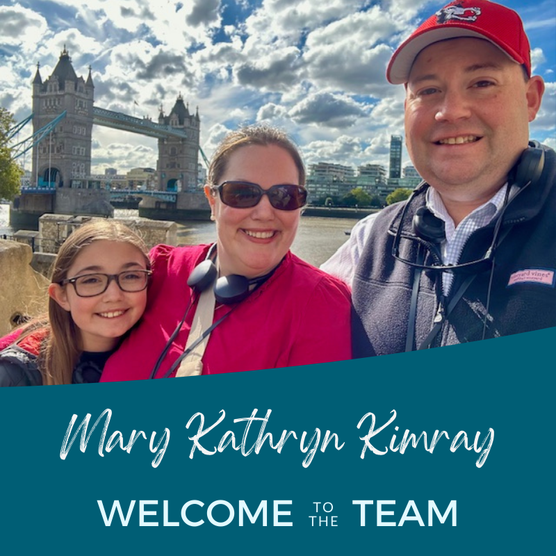 Mary Kathryn Kimray, the newest staff member of the North Carolina Center for Nonprofits, pictured with her family in front of London Bridge.